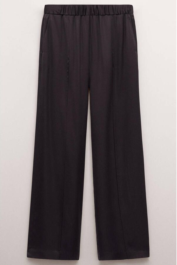 Mango satijnen straight regular waist casual broek bruin - Foto 3