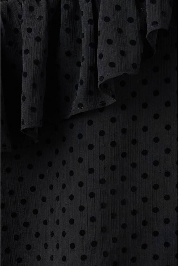 Mango semi-transparante blouse met ruches en stippen zwart - Foto 2
