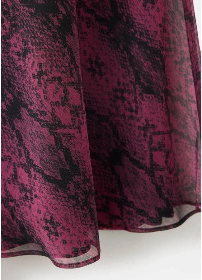 Mango semi-transparante midi A-lijn jurk met dierenprint roze zwart - Foto 2