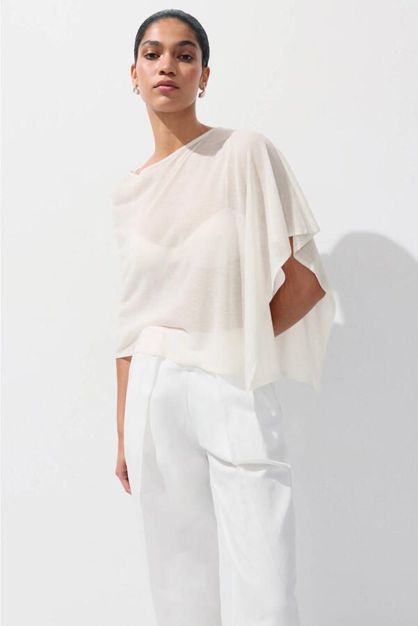 Mango semi-transparante top ecru