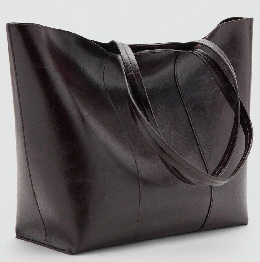 Mango shopper donkerbruin - Foto 2