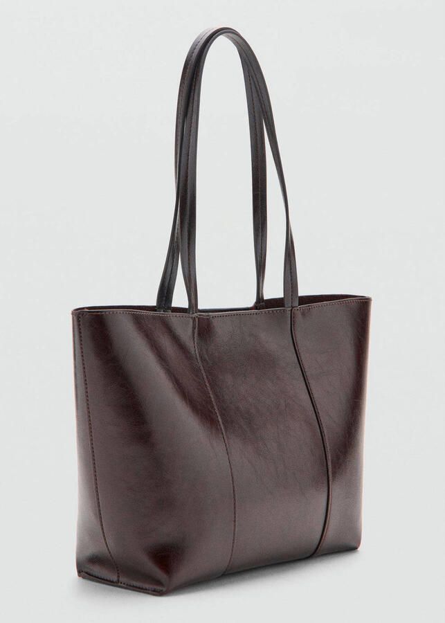 Mango shopper donkerbruin - Foto 3