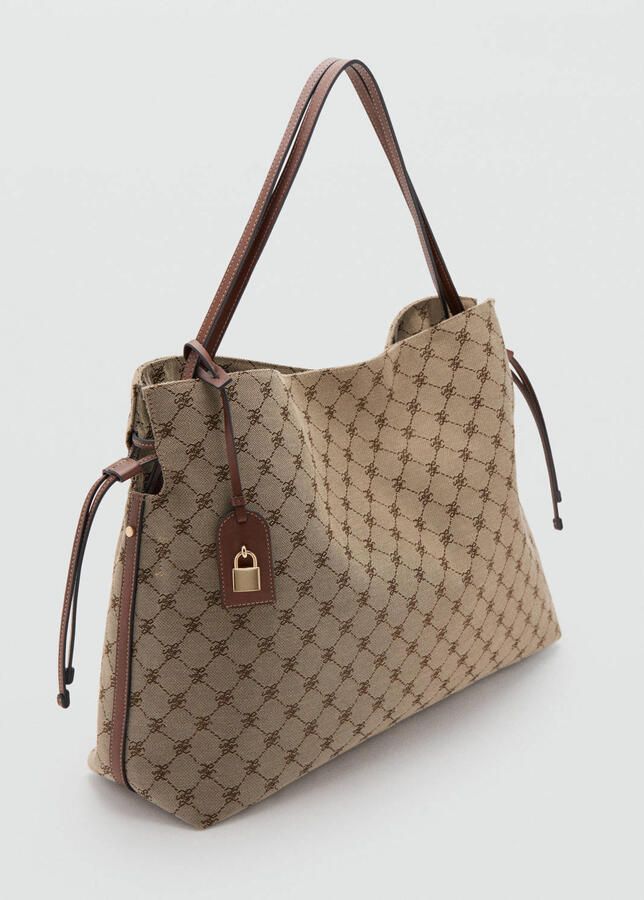 Mango shopper met all over print lichtbruin - Foto 2