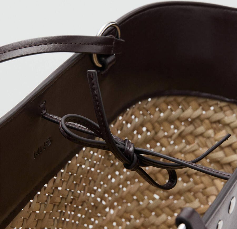 Mango shopper van raffia bruin - Foto 2