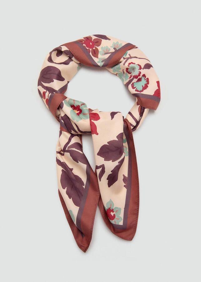 Mango sjaal met all over print beige - Foto 3
