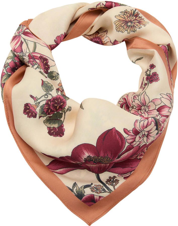 Mango sjaal met bloemenprint beige