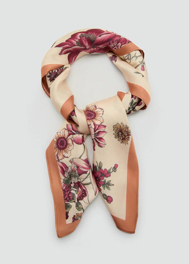 Mango sjaal met bloemenprint beige - Foto 3