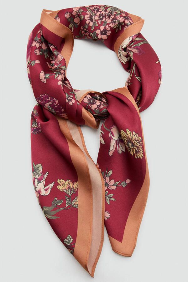 Mango sjaal met bloemenprint rood