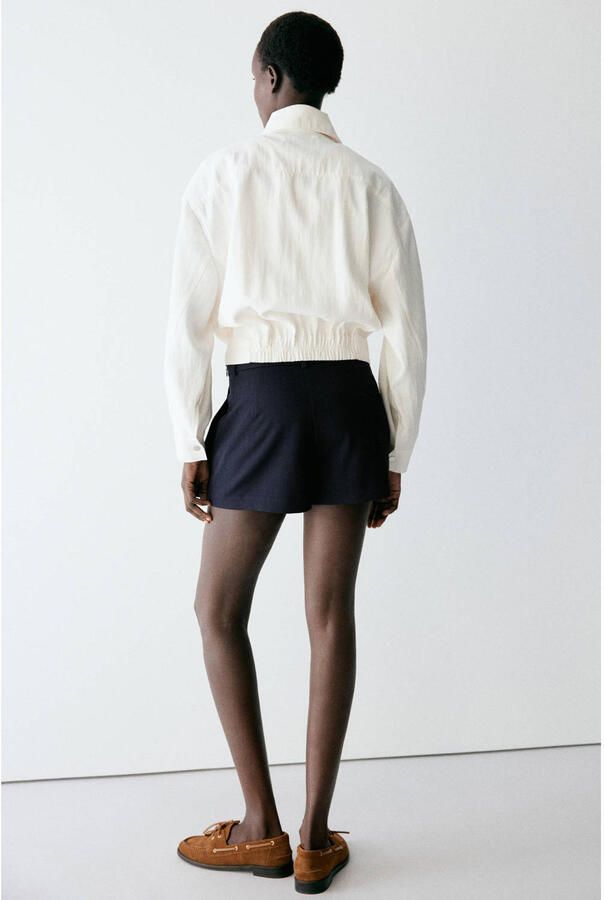 Mango skort met krijtstreep marineblauw - Foto 2