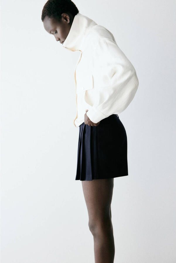Mango skort met krijtstreep marineblauw - Foto 3
