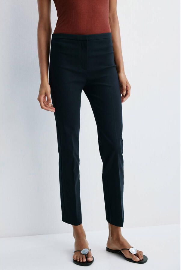 Mango slim fit broek marineblauw