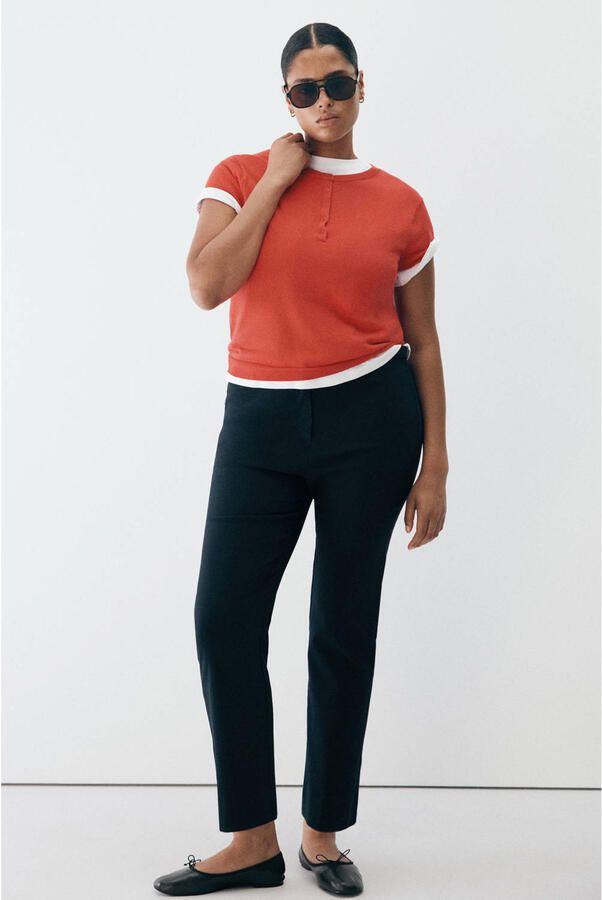Mango slim fit broek marineblauw - Foto 3