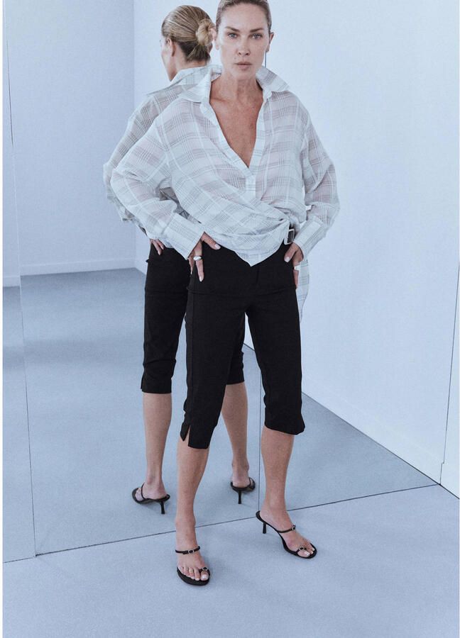 Mango slim fit capribroek zwart
