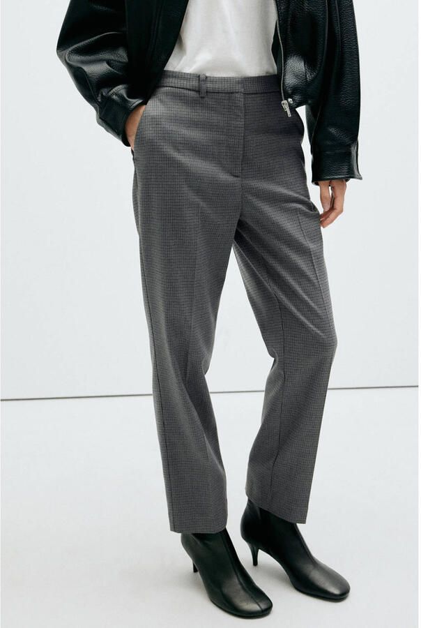 Mango slim fit geruite broek blauw