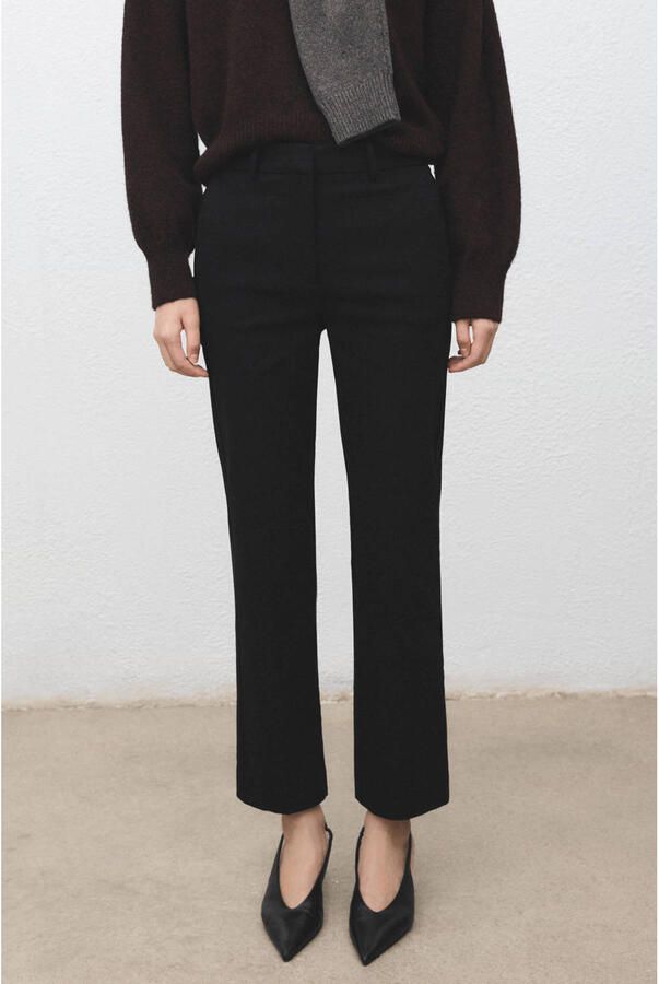 Mango slim high waist broek zwart