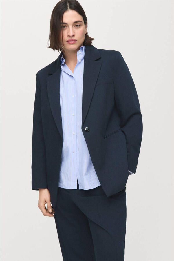 Mango slim regular waist broek donkerblauw - Foto 2