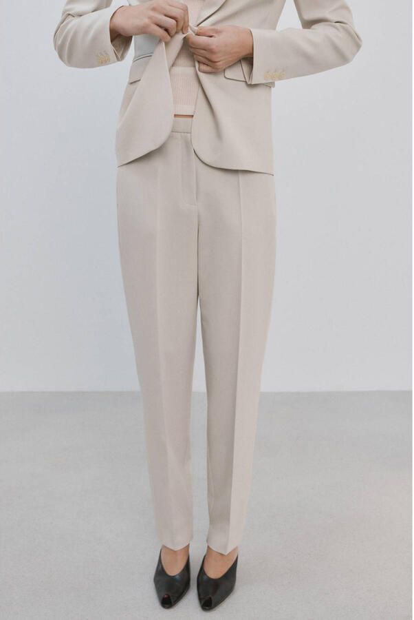 Mango slim regular waist broek ecru