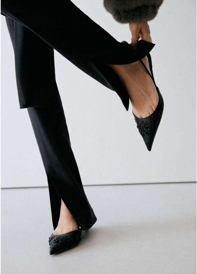 Mango slingback pumps met hak en strass-steentjes zwart