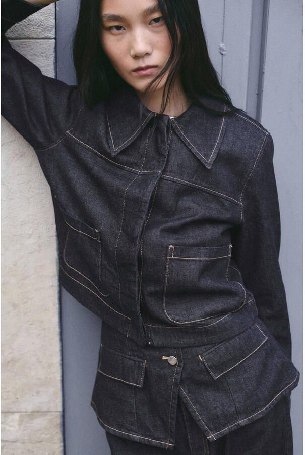 Mango spijkerjas dark blue denim