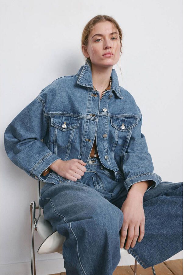Mango spijkerjas medium blue denim