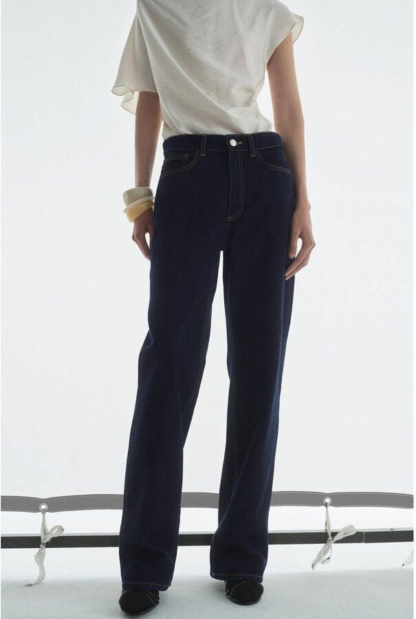 Mango straight fit jeans dark blue denim - Foto 3