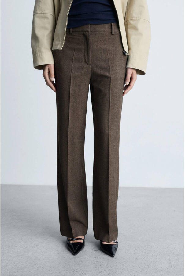 Mango straight fit pantalon bruin - Foto 1