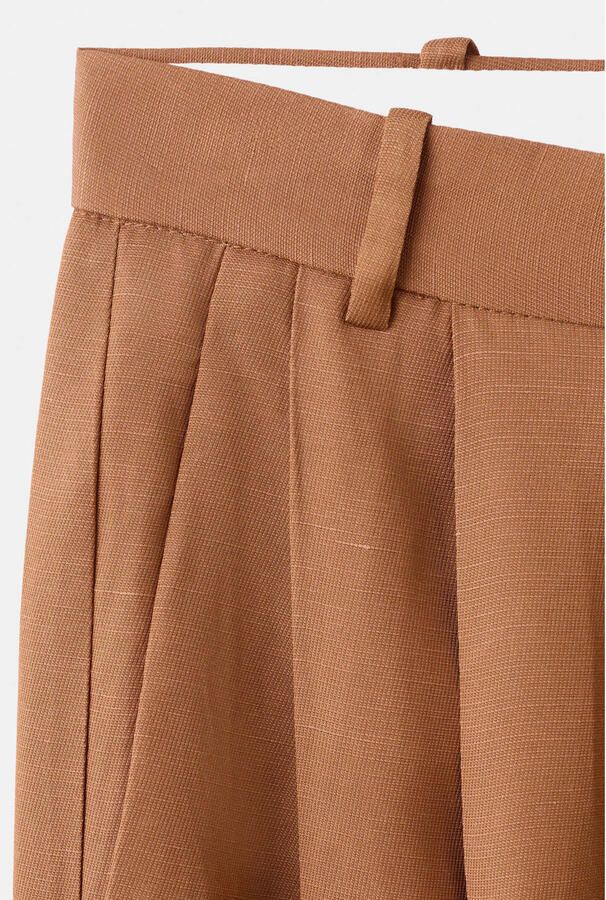 Mango straight high waist broek bruin - Foto 2