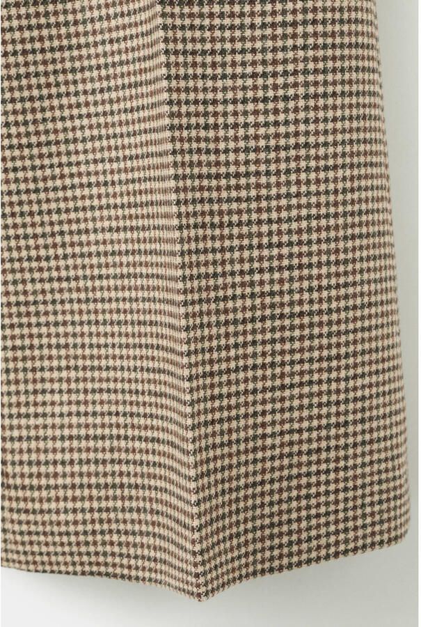Mango straight high waist broek met pied de poule print bruin - Foto 2