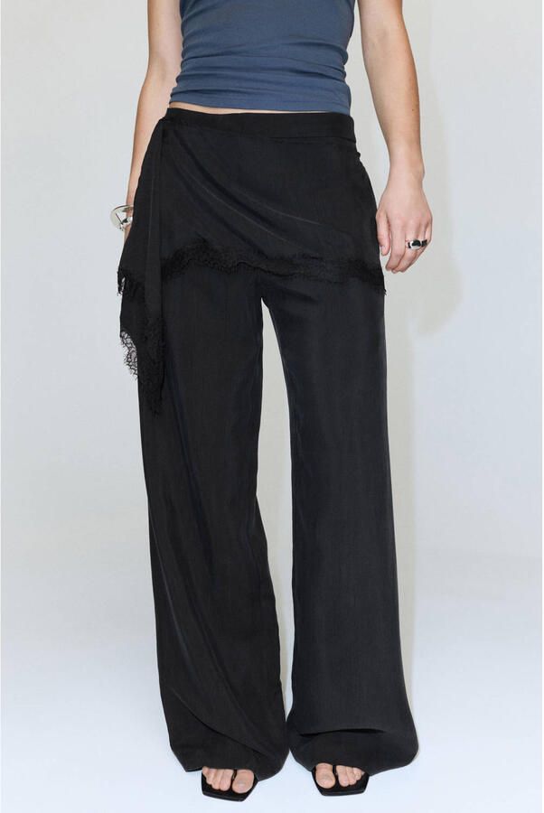 Mango straight high waist broek zwart