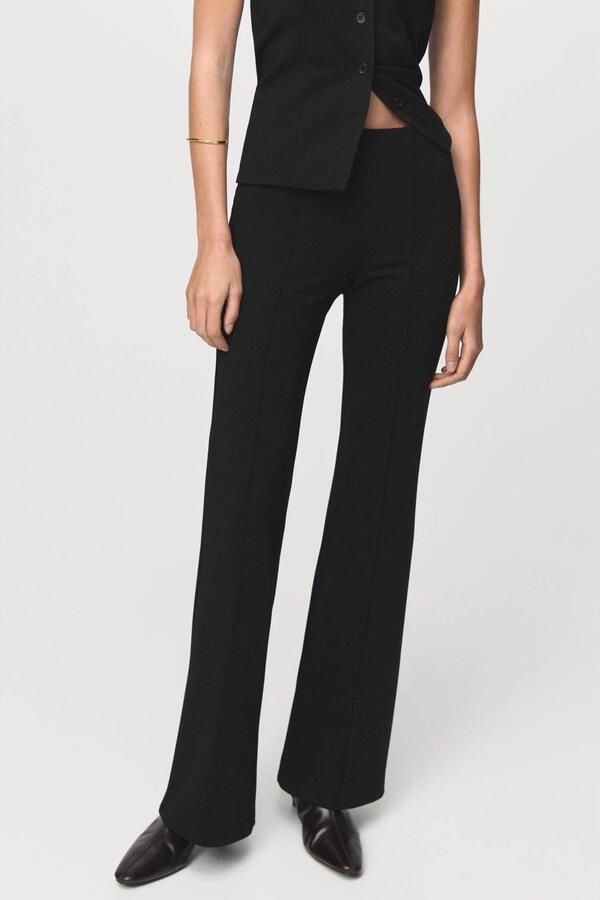 Mango straight high waist broek zwart