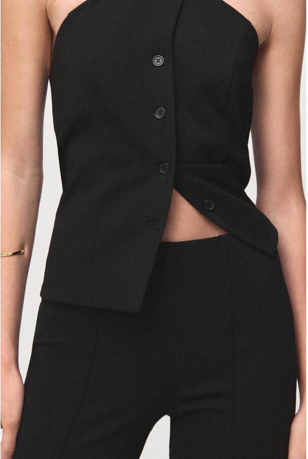 Mango straight high waist broek zwart - Foto 2