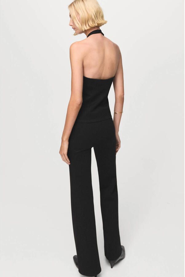 Mango straight high waist broek zwart - Foto 3