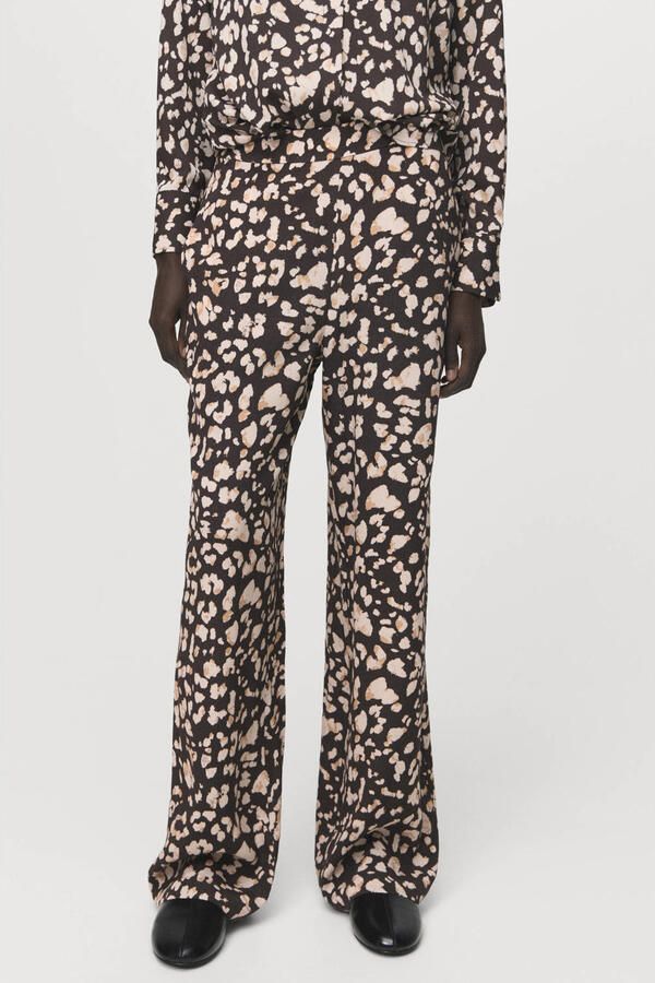 Mango straight high waist casual broek bruin