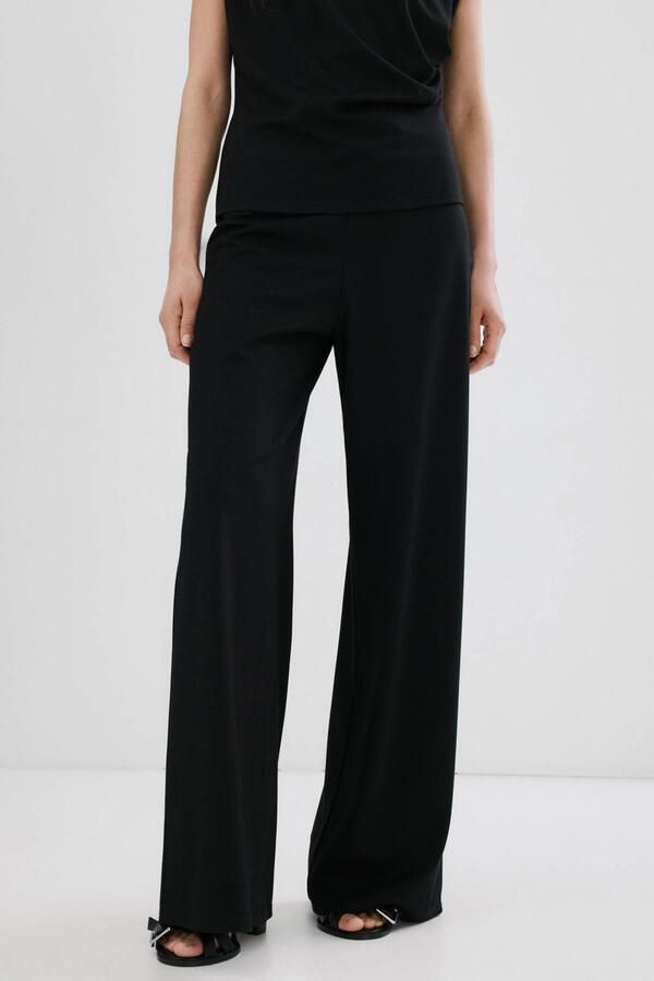 Mango straight high waist casual broek zwart