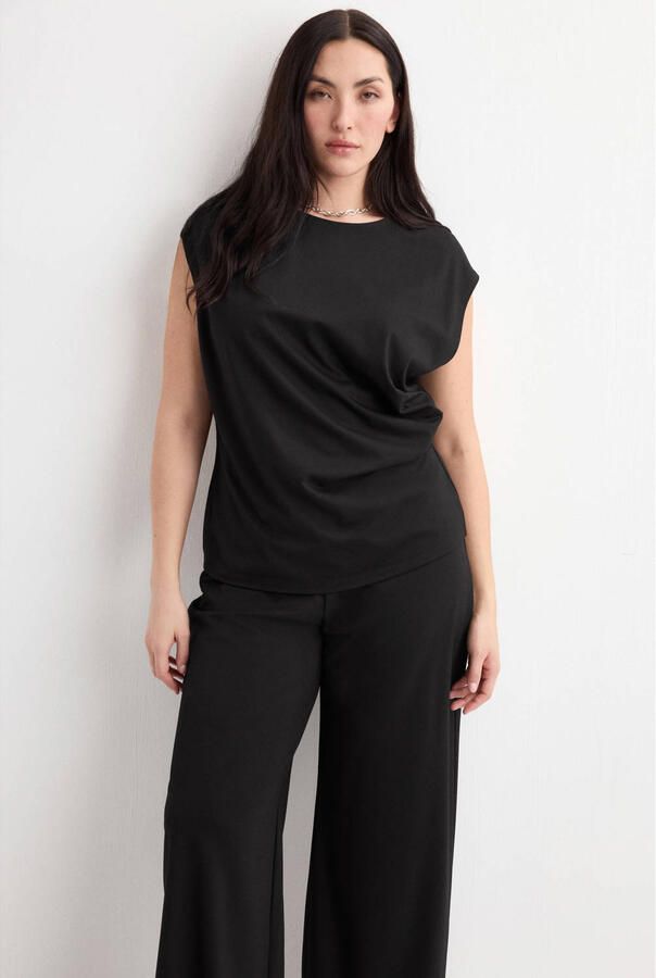 Mango straight high waist casual broek zwart - Foto 2