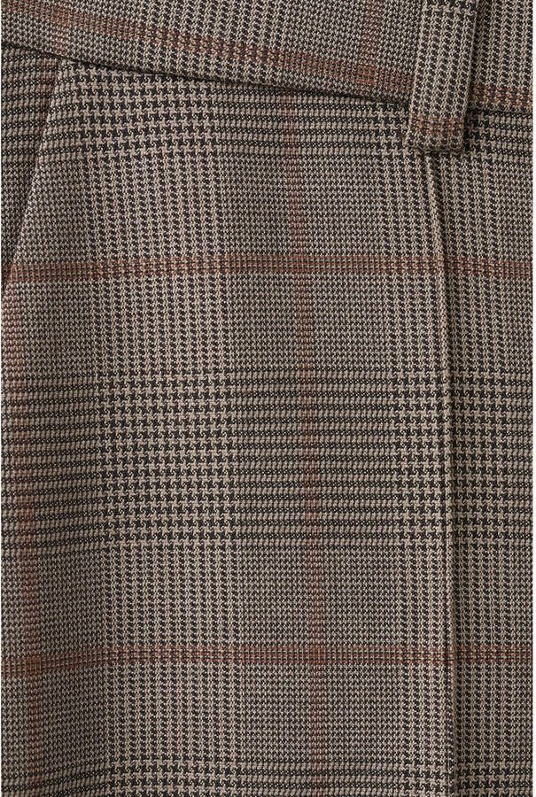 Mango straight high waist geruite broek grijsbruin - Foto 2