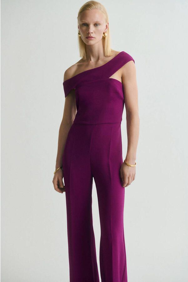 Mango straight jumpsuit paars