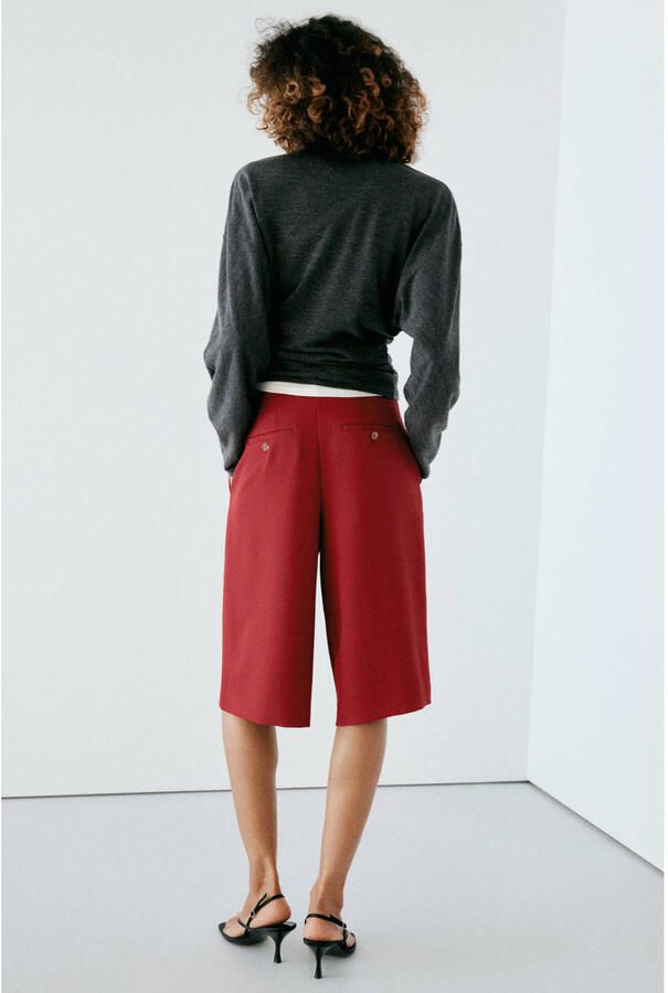 Mango straight leg bermuda short rood - Foto 3
