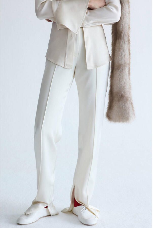 Mango straight leg broek beige
