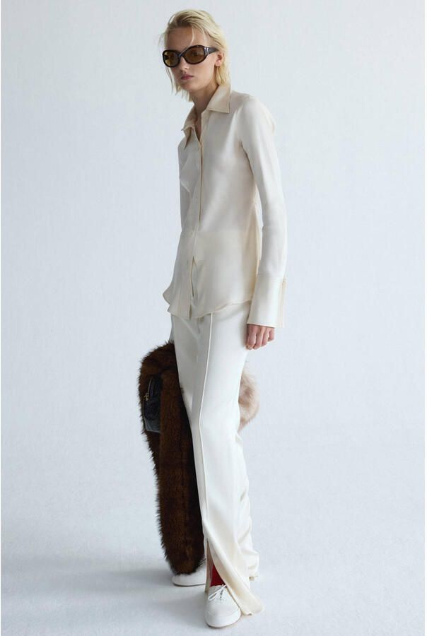 Mango straight leg broek beige - Foto 2