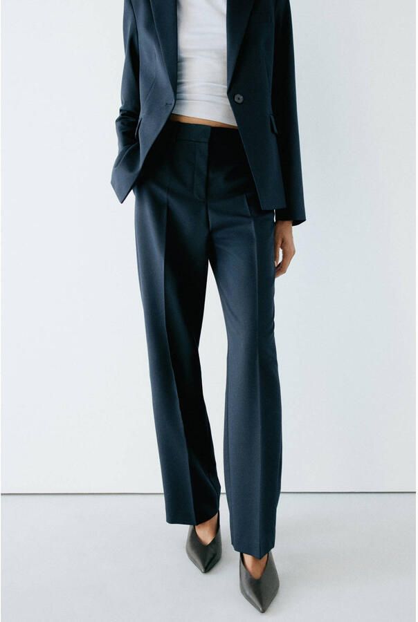 Mango straight leg broek blauw
