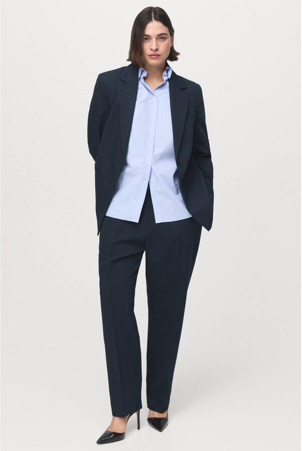 Mango straight leg broek blauw - Foto 3