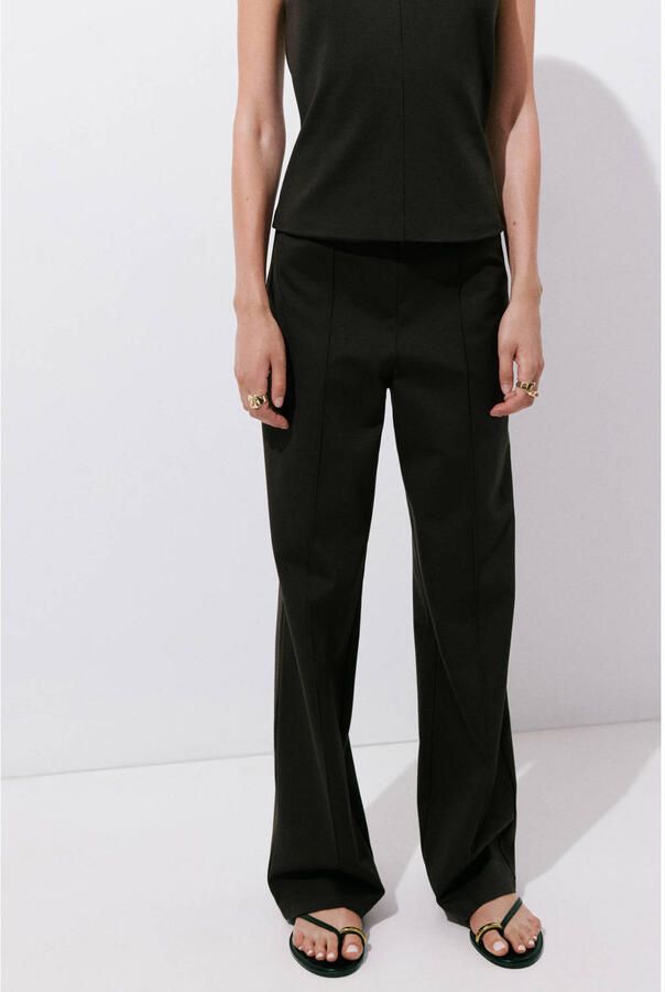 Mango straight leg broek bruin