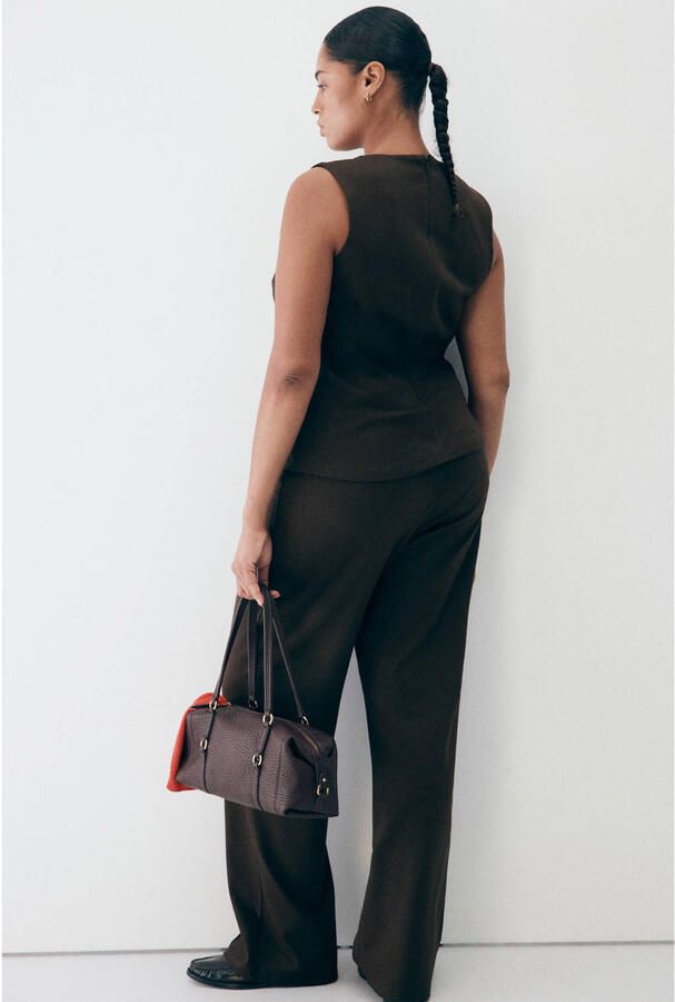 Mango straight leg broek bruin - Foto 2