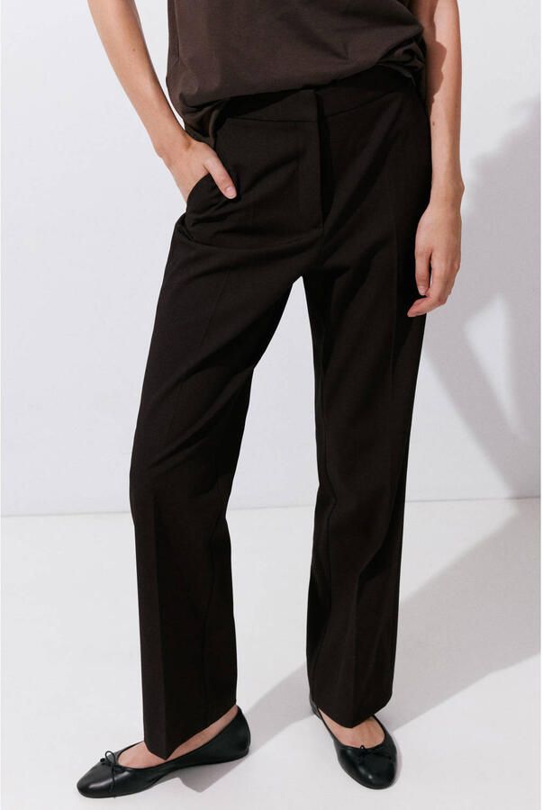 Mango straight leg broek bruin
