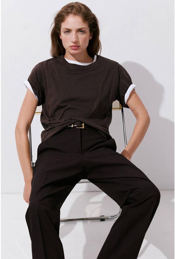 Mango straight leg broek bruin - Foto 2
