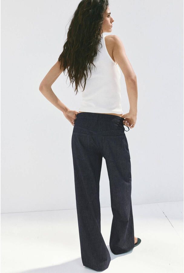 Mango straight leg broek donkerblauw - Foto 2