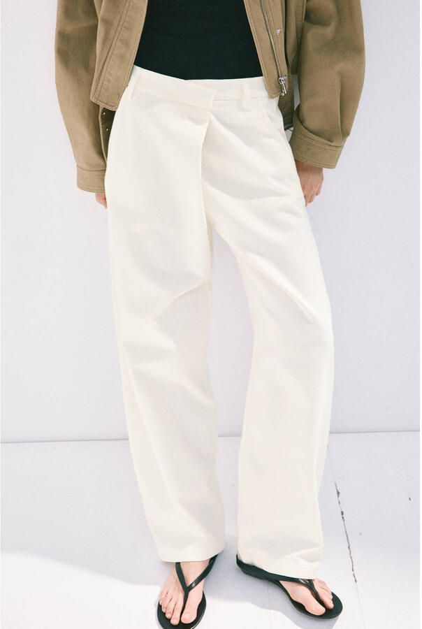 Mango straight leg broek ecru