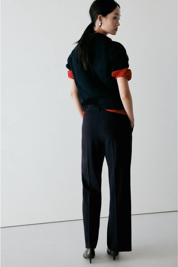 Mango straight leg broek marineblauw - Foto 3