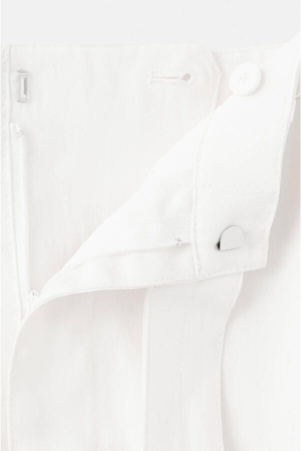 Mango straight leg broek met ceintuur ecru - Foto 3